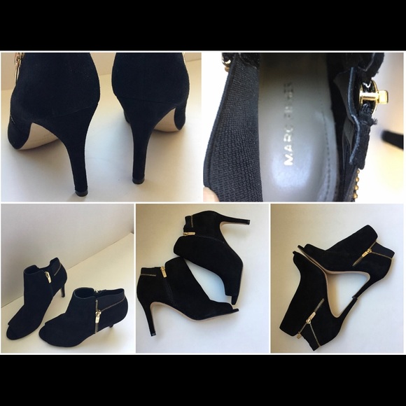 🆕MARC FISHER Black Peep Toe Suede Pumps Sz 6-1/2 - Picture 2 of 6